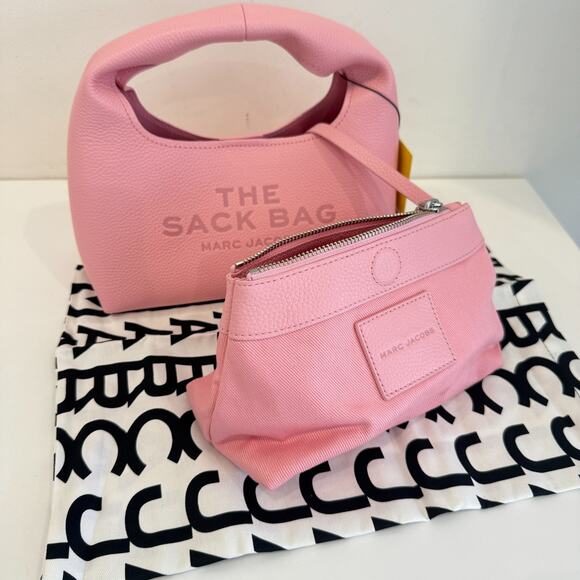 Marc Jacobs Women's Ribbon Pink The Mini Sack Leather Top Handle Bag Authentic - Picture 1 of 16